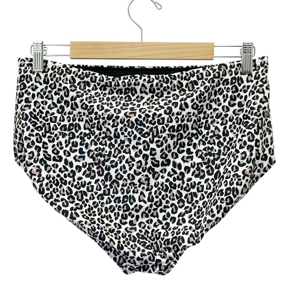 Albion Cheetah High-Waisted Swim Bottoms Size XL White Black Tan Animal Print - Picture 3 of 10